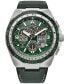 Eco-Drive Men's Chronograph Promaster Skyhawk Green Leather Strap Watch 46mm