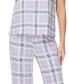 ფოტო #3 პროდუქტის Women's 2 Piece Printed Short Sleeve Henley Top with Wide Pants Pajama Set