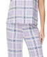 Women's 2 Piece Printed Short Sleeve Henley Top with Wide Pants Pajama Set