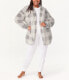 Фото #5 товара Joyspun Plush Hooded Cardigan Women XS White Plaid Polyester Pockets Long Sleeve