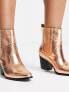 Glamorous Wide Fit western ankle boots in bronze exclusive to ASOS Бронзовый, US 7 - фото #5