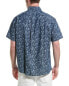 Brooks Brothers Chambray Floral Regular Linen-Blend Shirt Men's Blue S