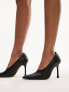 Topshop Cherry premium leather high vamp heeled court shoe in black