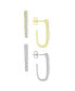 ფოტო #1 პროდუქტის Crystal Duo J-Hoop Earrings in Silver Plate and Gold Plate