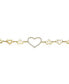 Фото #2 товара 14k Yellow Gold Plated with Cubic Zirconia Heart Halo Charm Kids/Teens Bracelet in Sterling Silver