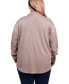 ფოტო #2 პროდუქტის Plus Size Long Sleeve Textured Knit Shirt Jacket