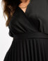 Фото #6 товара Closet London wrap front pleated midi skater dress in black