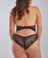 Corey Plus Size 1 Piece Plunge Lace Up Teddy with Halter Neck Tie and Open Back
