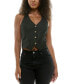 ფოტო #1 პროდუქტის Juniors' Metallic Pinstripe Button-Front Halter Vest