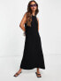 Фото #1 товара Selected Femme knitted maxi dress with racer high neck in black