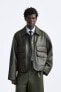 Фото #1 товара Куртка из кожи с карманами ZARA Trendy Brown