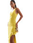 Фото #3 товара ASOS DESIGN cami maxi dress with cowl neck and ruffle split detail in yellow