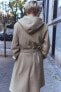 Пальто из мягкой ткани с капюшоном ZARA