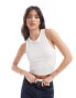 Фото #1 товара Stradivarius high neck seamless ribbed vest top in white