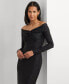 Фото #4 товара Women's Metallic Off-The-Shoulder Sheath Dress