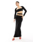 Фото #2 товара Missyempire long sleeve square neck crop top co-ord in black