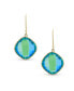 ფოტო #3 პროდუქტის Classic Genuine 10K Gold Faceted Briolette Gemstone Bezel Set Square Cushion Cut Blue Peacock Doublet Quartz Dangle Drop Earrings Wire Fish Hook