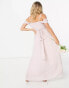 TFNC Maternity bridesmaid drape shoulder asymmetric maxi dress in mink