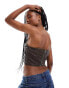 Pimkie distressed leather look bandeau top in brown