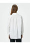 Фото #4 товара 4sak60259pw 001 Kırık Beyaz Kadın Dokuma Uzun Kollu Gömlek