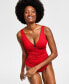 Фото #1 товара Lauren Ralph Lauren Women's Ring Over The Shoulder One Piece Swimsuit (Red, 10)