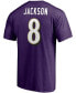 Фото #2 товара Men's Lamar Jackson Purple Baltimore Ravens Player Icon Name and Number T-shirt