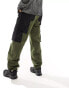 ASOS DESIGN baggy cargo trouser in khaki and black colour blocking and belt detail in nylon