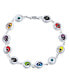 ფოტო #1 პროდუქტის Turkish Colorful Multicolor Spiritual Protection Amulet Strand Link Multi Charm Evil Eye Bracelet For Women Sterling Silver 7.5 Inch