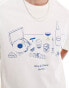 Фото #3 товара Jack & Jones oversized t-shirt with wine & cheese society print in beige