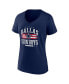 ფოტო #3 პროდუქტის Women's Navy Distressed Dallas Cowboys Americana V-Neck T-shirt
