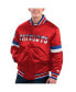 Фото #1 товара Men's Red Distressed New England Patriots Gridiron Classics Home Game Satin Full-Snap Varsity Jacket