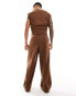 Фото #4 товара ASOS DESIGN loose leg suit trousers in chocolate brown