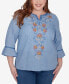 Фото #1 товара Plus Size Scottsdale Center Embroidered Top