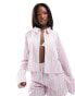 Фото #1 товара Kaiia cropped poplin shirt co-ord in pink stripe