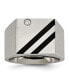 Фото #1 товара Stainless Steel Brushed Black IP-plated with CZ Signet Ring
