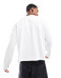 ASOS DESIGN heavyweight oversized step hem long sleeved t-shirt 240gsm in white Белый, XL - Chest 44 - фото #7