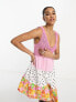 Фото #4 товара ASOS DESIGN Tall crochet babydoll mini dress in pink mixed print