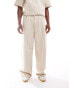 Weekday Astro heavyweight linen trousers in beige Бежевый, EU 54 - фото #1