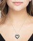 ფოტო #2 პროდუქტის Black Diamond Heart 18" Pendant Necklace (1/6 ct. t.w.) in Sterling Silver