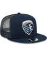 Men's Navy Sporting Kansas City Classic 9Fifty Trucker Snapback Hat - фото #4