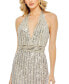 ფოტო #3 პროდუქტის Women's Sequined Halter Strap Trumpet Gown