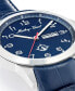 ფოტო #2 პროდუქტის Men's Excalibur Collection Three Hand Date Blue Leather Strap Watch, 45mm