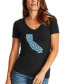 ფოტო #1 პროდუქტის Women's California Hearts Word Art V-neck T-shirt