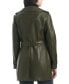Фото #4 товара Women's Faux-Leather Belted Trench Coat