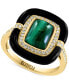 ფოტო #1 პროდუქტის EFFY® Malachite, Onyx, & Diamond (1/5 ct. t.w.) Statement Ring in 14k Gold