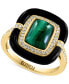 Фото #1 товара EFFY® Malachite, Onyx, & Diamond (1/5 ct. t.w.) Statement Ring in 14k Gold