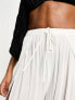 ASOS DESIGN Tall wide leg beach trousers with high splits in cream