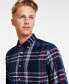 ფოტო #11 პროდუქტის Men's Gradient Check Regular-Fit Long-Sleeve Button-Down Shirt