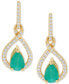 ფოტო #5 პროდუქტის Emerald (7/8 ct. t.w.) & Diamond (1/5 ct. t.w.) Pear Halo Drop Earrings in 14K Gold (Also in Sapphire)