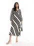 Фото #1 товара Never Fully Dressed crochet balloon sleeve maxi dress in monochrome stripe